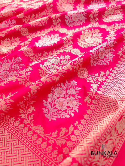 Pink Jangla Sona Rupa Banarasi Silk Saree