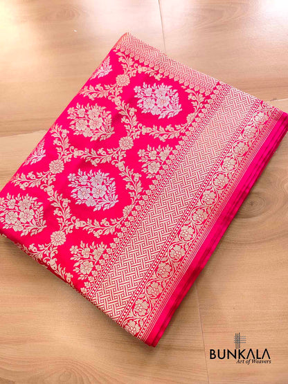 Pink Jangla Sona Rupa Banarasi Silk Saree