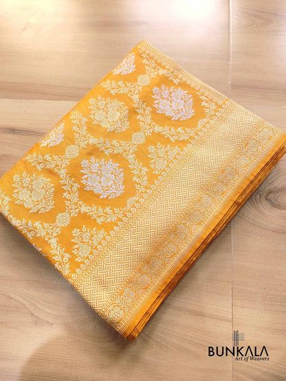 Yellow Jangla Sona Rupa Banarasi Silk Saree