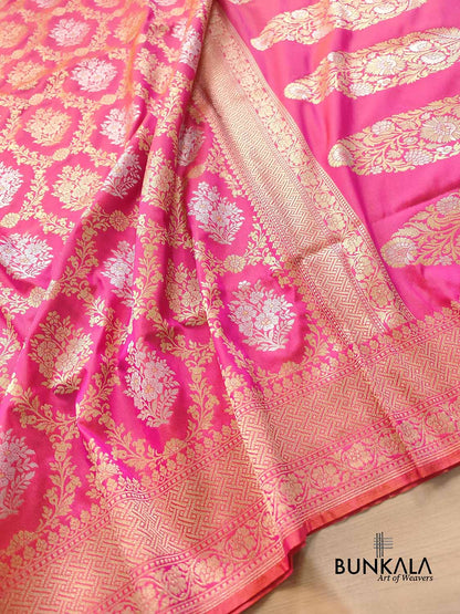 Light Pink Jangla Sona Rupa Banarasi Silk Saree