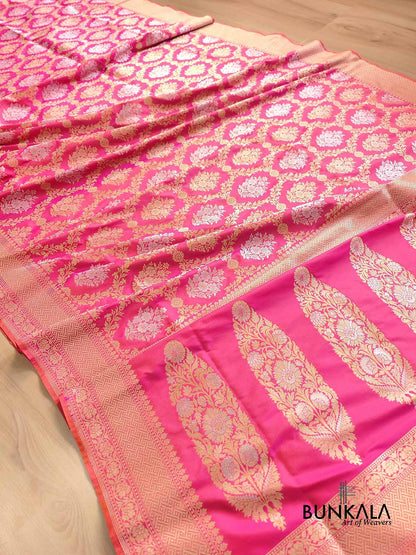 Light Pink Jangla Sona Rupa Banarasi Silk Saree