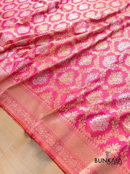 Light Pink Jangla Sona Rupa Banarasi Silk Saree