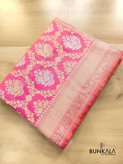 Light Pink Jangla Sona Rupa Banarasi Silk Saree