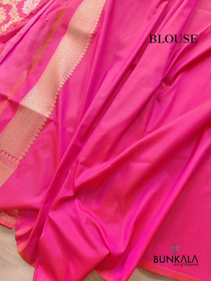 Light Pink Jangla Sona Rupa Banarasi Silk Saree
