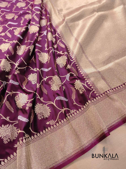 Dark Purple Jaal Sona Rupa Banarasi Silk Saree