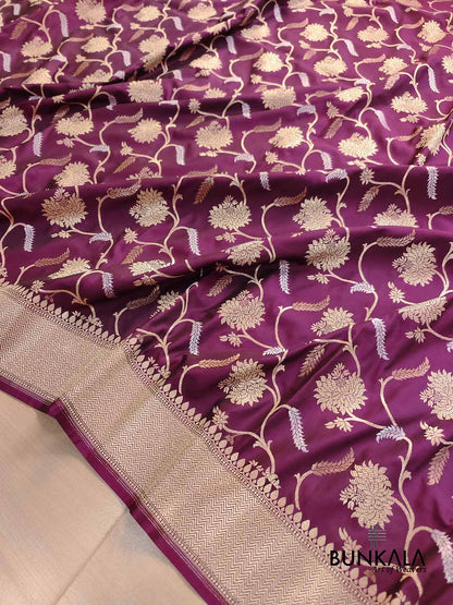 Dark Purple Jaal Sona Rupa Banarasi Silk Saree