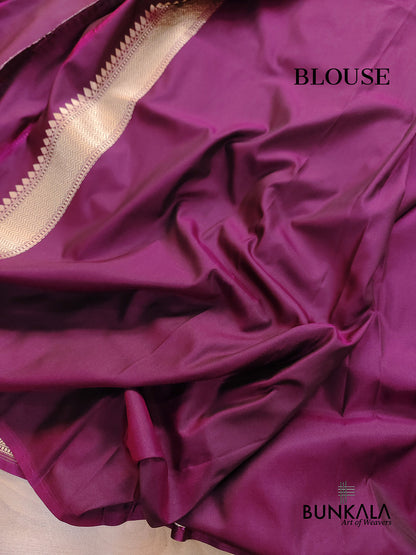 Dark Purple Jaal Sona Rupa Banarasi Silk Saree