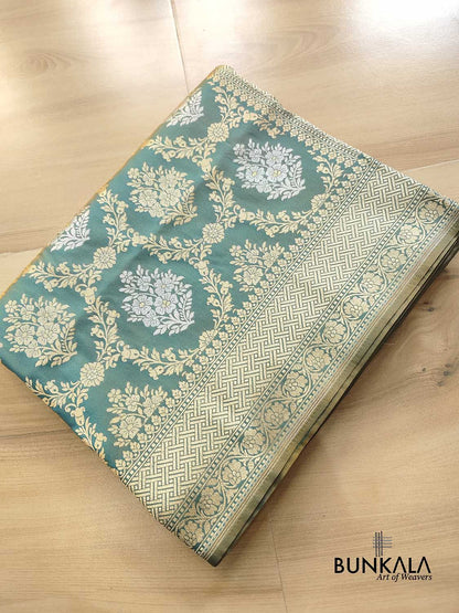 Green Jangla Sona Rupa Banarasi Silk Saree