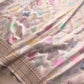 Ivory Multicolor Buta Rangkat Hand Kadwa Weaved Banarasi Pure Katan Silk Saree