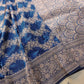 Blue Floral Jaal Handloom Banarasi Pure Katan Silk Saree