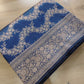 Blue Floral Jaal Handloom Banarasi Pure Katan Silk Saree