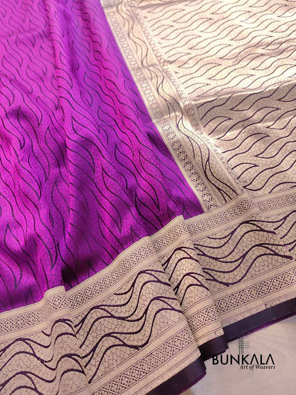 Purple Resham Tanchui Handloom Banarasi Pure Katan Silk Saree