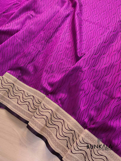 Purple Resham Tanchui Handloom Banarasi Pure Katan Silk Saree