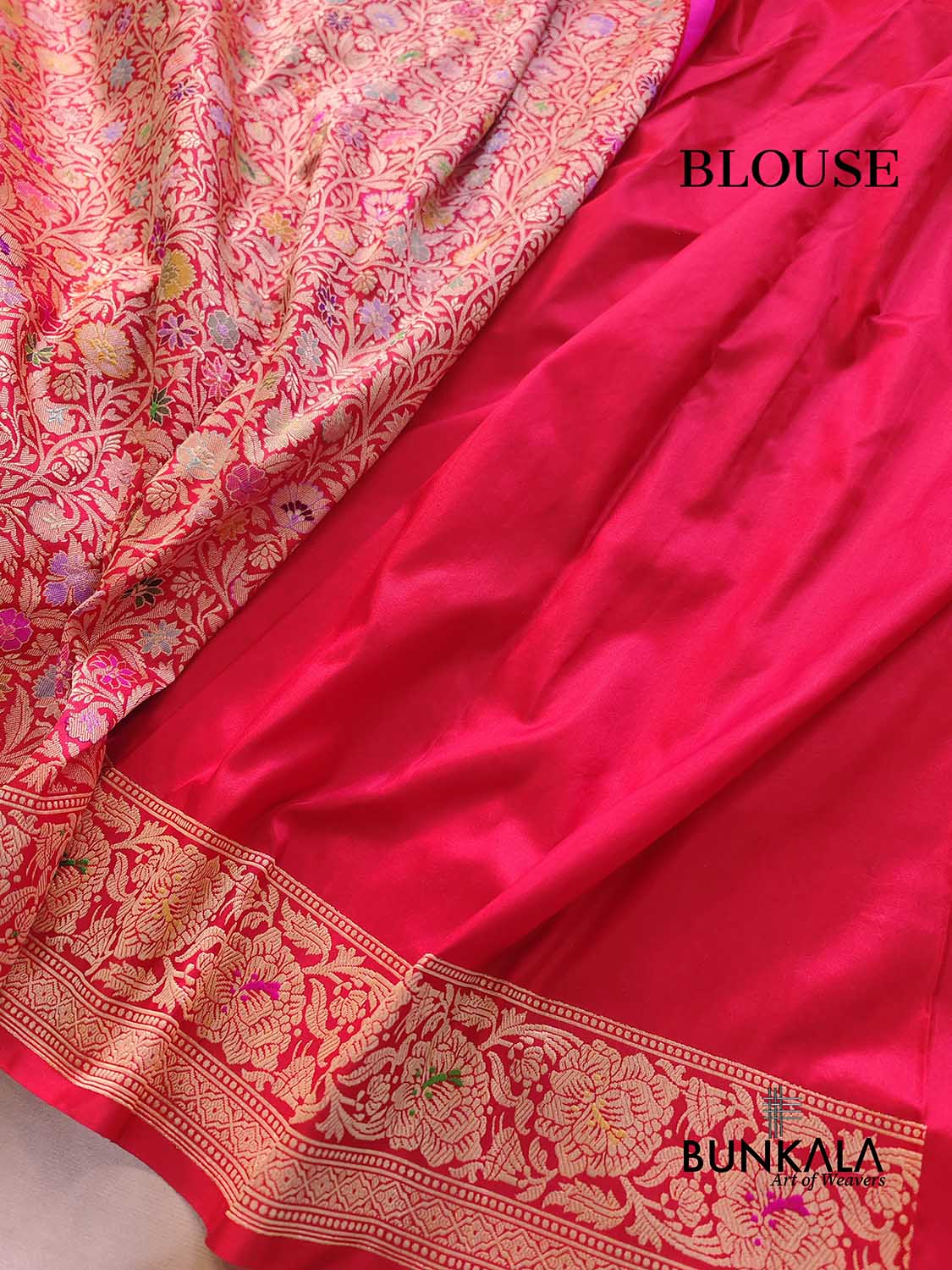 Red Kimkhwab Floral Jaal Meenakari Hand Kadwa Weaved Banarasi Pure Katan Silk Saree