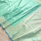 Pastel Green Plain Handloom Banarasi Pure Katan Silk Saree with Floral Meenakari Border 