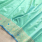 Pastel Green Plain Handloom Banarasi Pure Katan Silk Saree with Floral Meenakari Border 