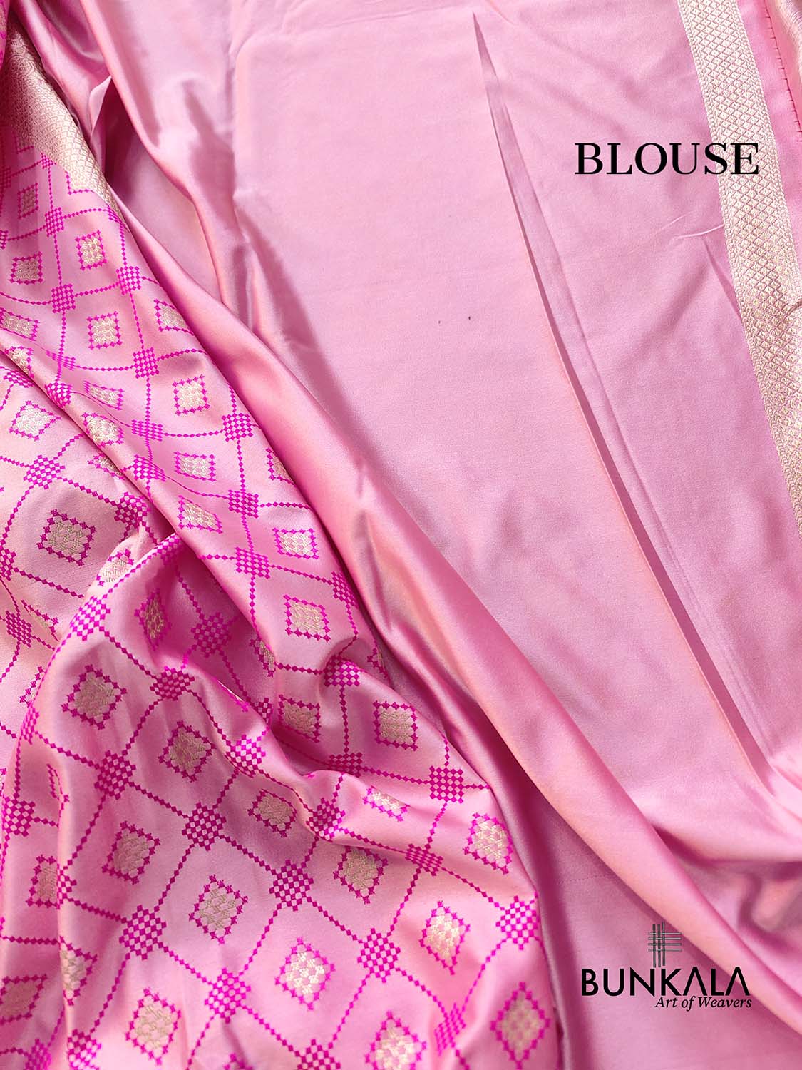 Orchid Pink Jamewar Weaved Geometric Design Banarasi Mashru Silk Saree