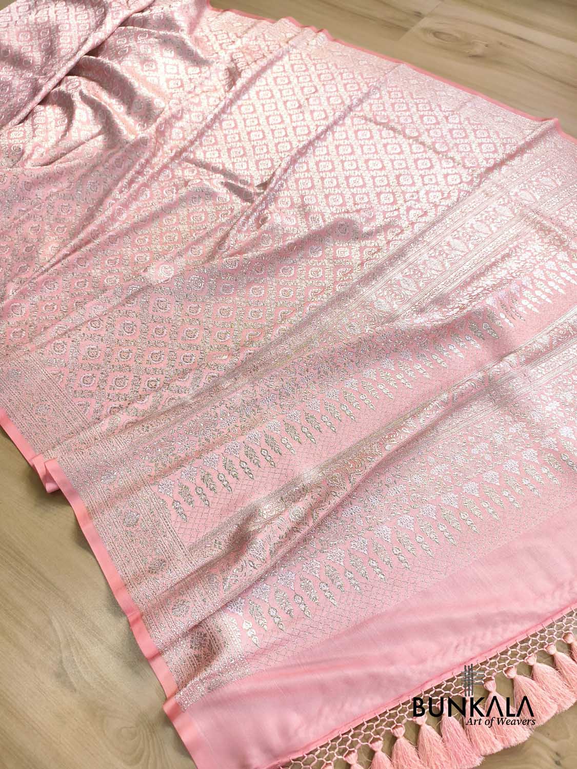 Blush Pink Brocade Weaved Banarasi Mashru Silk Saree