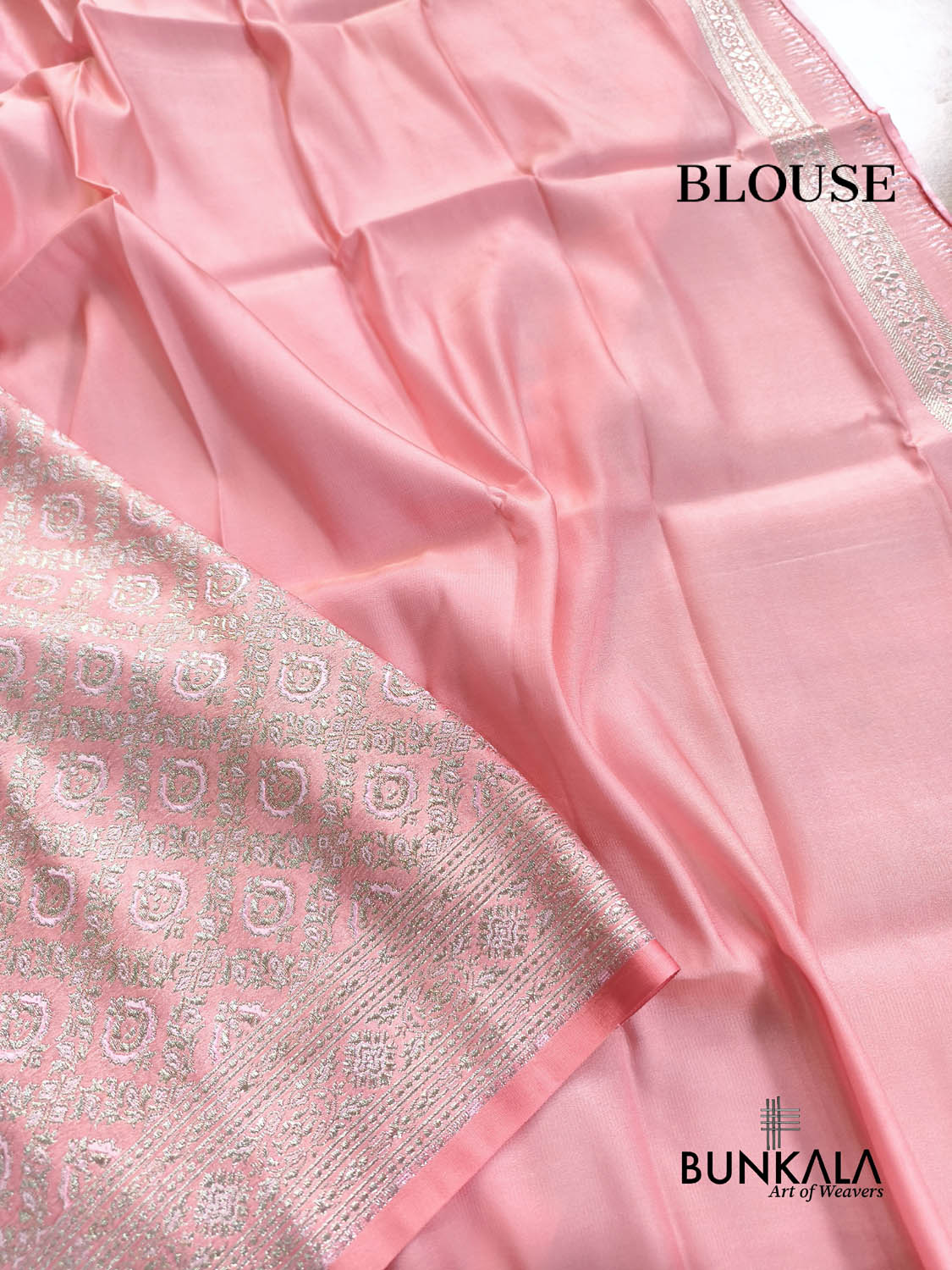 Blush Pink Brocade Weaved Banarasi Mashru Silk Saree