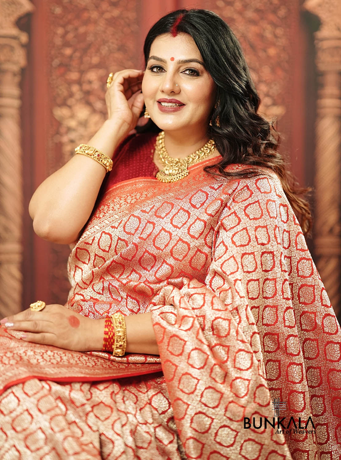 Traditional Bridal Maroon Brocade Weaved Banarasi Mashru Silk Saree