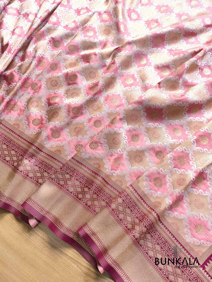 Pink Traditional Sona Rupa Jaal Weaved Banarasi Silk Saree