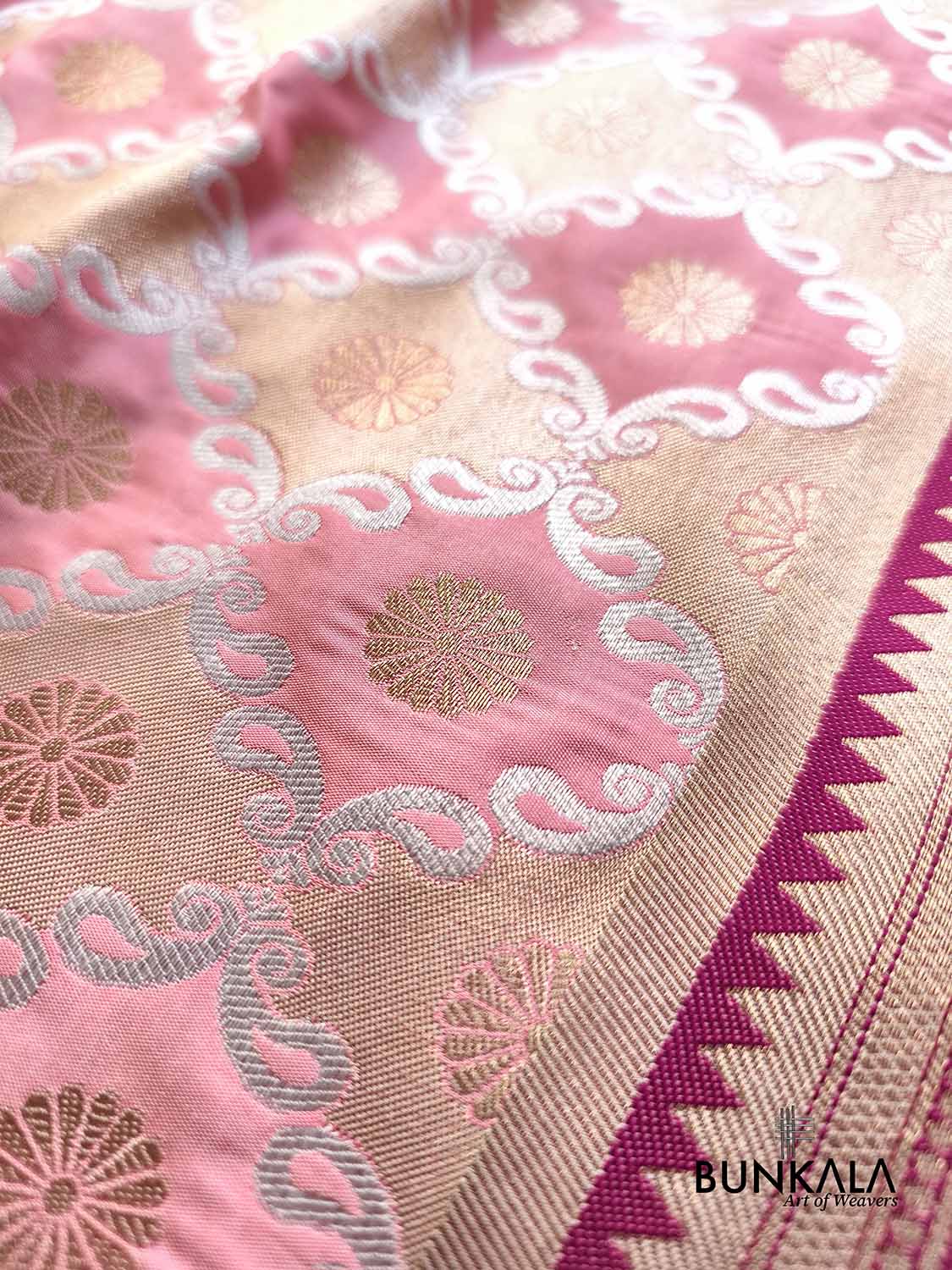 Pink Traditional Sona Rupa Jaal Weaved Banarasi Silk Saree