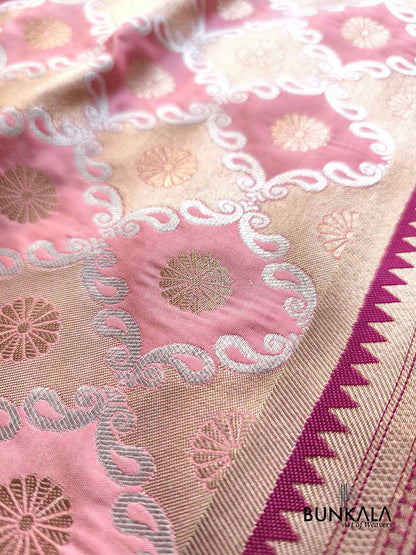 Pink Traditional Sona Rupa Jaal Weaved Banarasi Silk Saree