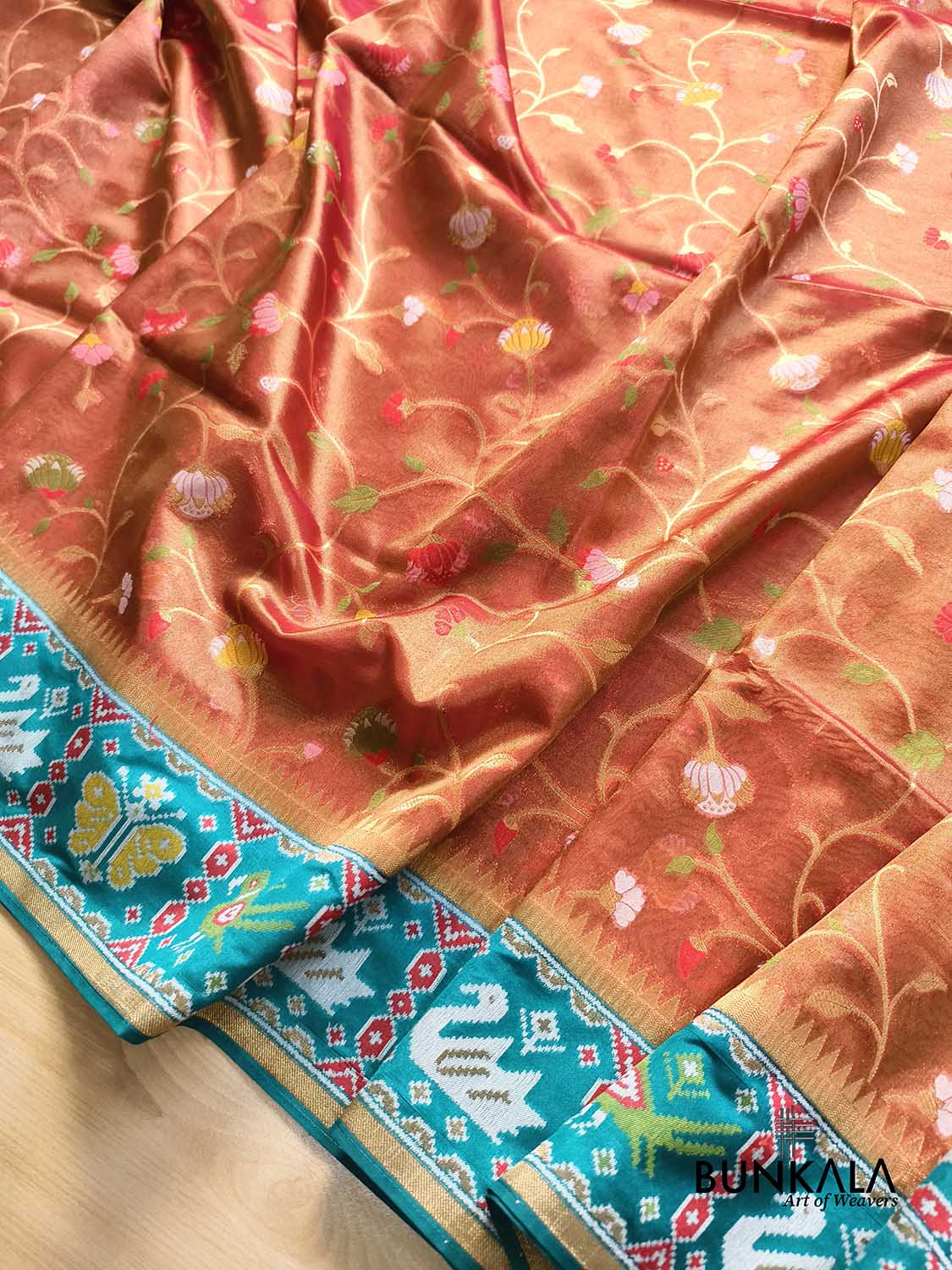Masterpiece Red Patola Banarasi Floral Jaal Meenakari Weaved Tissue Saree