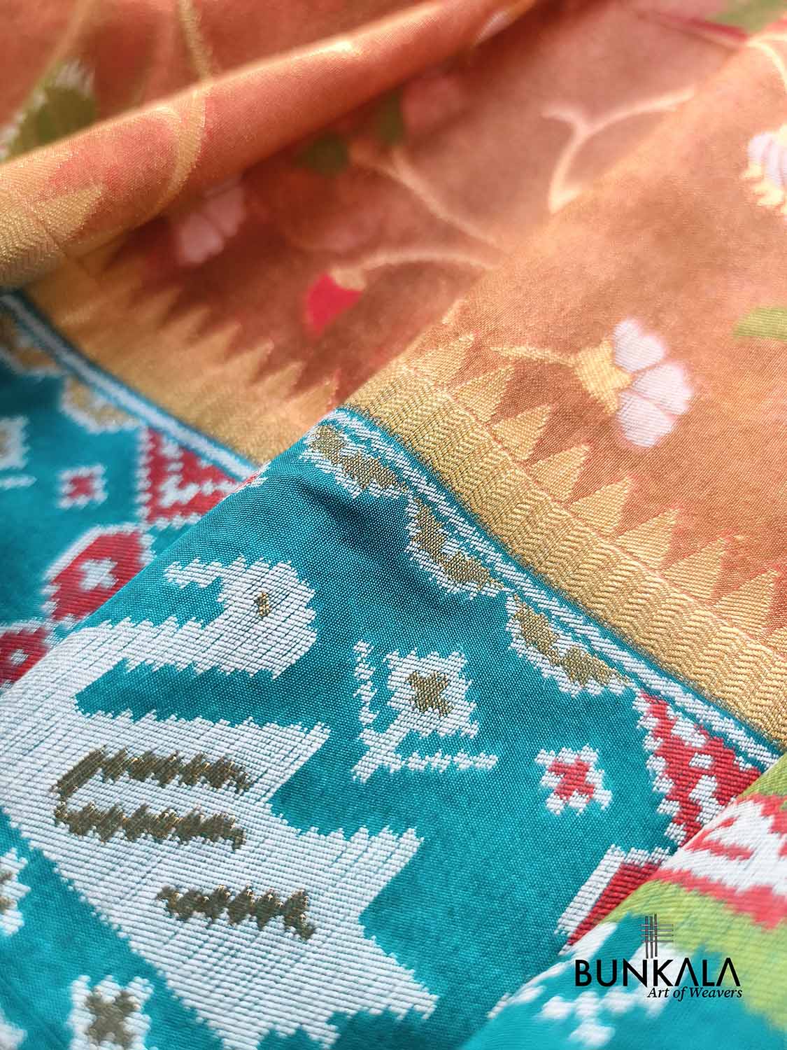 Masterpiece Red Patola Banarasi Floral Jaal Meenakari Weaved Tissue Saree