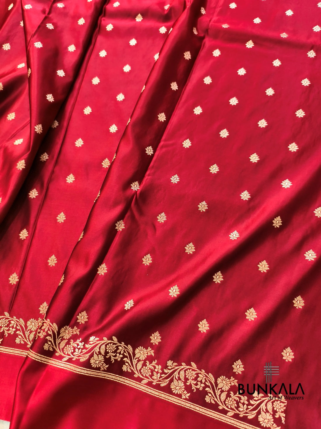 Black with Red Contrast Buti Banarasi Mashru Silk Saree