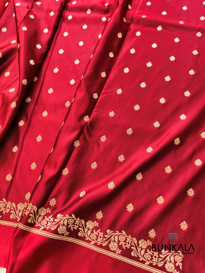 Black with Red Contrast Buti Banarasi Mashru Silk Saree