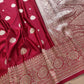 Bridal Maroon Soft Mashru Silk Allover Small Buti Weaved Banarasi Saree