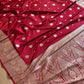 Bridal Maroon Soft Mashru Silk Allover Small Buti Weaved Banarasi Saree