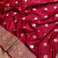 Bridal Maroon Soft Mashru Silk Allover Small Buti Weaved Banarasi Saree