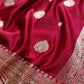 Bridal Maroon Soft Mashru Silk Allover Small Buti Weaved Banarasi Saree