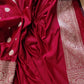 Bridal Maroon Soft Mashru Silk Allover Small Buti Weaved Banarasi Saree