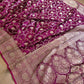 Magenta Pink Soft Mashru Silk Allover Floral Jaal Design Weaved Banarasi Saree
