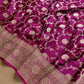 Magenta Pink Soft Mashru Silk Allover Floral Jaal Design Weaved Banarasi Saree
