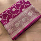 Magenta Pink Soft Mashru Silk Allover Floral Jaal Design Weaved Banarasi Saree
