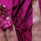Magenta Pink Soft Mashru Silk Allover Floral Jaal Design Weaved Banarasi Saree
