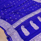 Royal Blue Allover Silver Zari Buti Banarasi Pure Khaddi Chiffon Saree