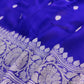 Royal Blue Allover Silver Zari Buti Banarasi Pure Khaddi Chiffon Saree