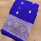 Royal Blue Allover Silver Zari Buti Banarasi Pure Khaddi Chiffon Saree