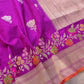 Hot Pink Meenakari Silver Gold Rose Buti Handloom Banarasi Pure Katan Silk Saree