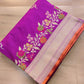 Hot Pink Meenakari Silver Gold Rose Buti Handloom Banarasi Pure Katan Silk Saree