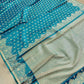 Blue Jharokha Border Handloom Banarasi Pure Mashru Satin Saree