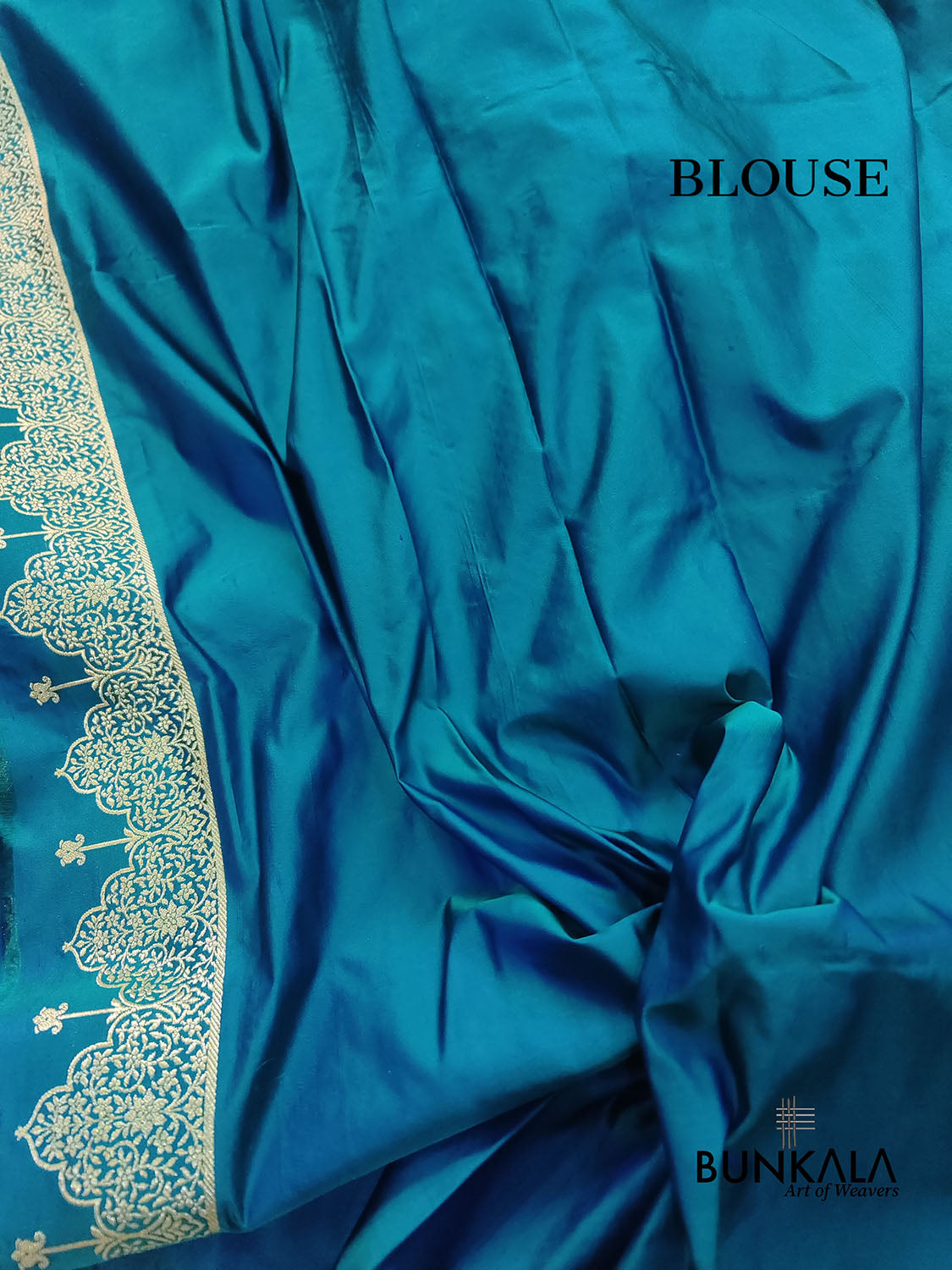 Blue Jharokha Border Handloom Banarasi Pure Mashru Satin Saree