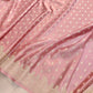 Peach Pink Paisley Border Handloom Banarasi Pure Mashru Satin Saree