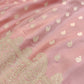 Peach Pink Paisley Border Handloom Banarasi Pure Mashru Satin Saree
