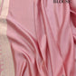 Peach Pink Paisley Border Handloom Banarasi Pure Mashru Satin Saree
